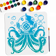 US 1Pc PET Hollow Out Drawing Painting Stencils, for DIY Scrapbook, Photo Album, with 1Pc Art Paint Brushes, Octopus, 300x300mm(DIY-MA0004-06A)