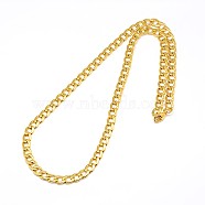 304 Stainless Steel Curb Chain/Twisted Chain Necklaces, with Lobster Claw Clasps, Golden, 22 inch~23 inch(55.9~58.4cm), 7mm(STAS-A028-N124G)