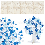 DIY Festive Display Sets, including Christmas Theme Snowflake Foam EVA Sticker and 3D Unfinished Wood Tree, Mixed Color, Sticker: 15x15x2mm, 3D Unfinished Wood Tree: 29x22x15.2cm(AJEW-OC0004-14)