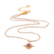 Natural Amethyst Star Pendant Necklaces, Stainless Steel Cable Chain Necklaces, Golden , 17.72 inch(45cm)(PW-WG44368-01)