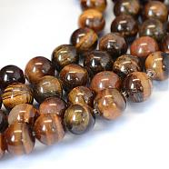 Grade AB Natural Tiger Eye Round Bead Strands, 4~4.5mm, Hole: 1mm, about 88pcs/strand, 15 inch(G-E334-4mm-17)