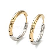 Ion Plating(IP) Two Tone 304 Stainless Steel Huggie Hoop Earrings, with 316 Surgical Stainless Steel Pins for Women, Golden & Stainless Steel Color, 10 Gauge, 18x19.5x2.5mm(EJEW-A106-02D)