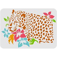 Large Plastic Reusable Drawing Painting Stencils Templates, for Painting on Scrapbook Fabric Tiles Floor Furniture Wood, Rectangle, Leopard Pattern, 297x210mm(DIY-WH0202-226)