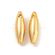 Brass Pendants, Real 18K Gold Plated, Rice, 10x3mm, Hole: 0.9mm(KK-U006-10G)