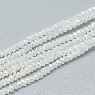 Electroplate Glass Beads Strands, Imitation Jade Glass, Faceted, Rondelle, Creamy White, 2.5x1.5mm, Hole: 0.8mm, about 160~165pcs/strand, 13.78 inch~14.17 inch(35~36cm)(EGLA-Q112-A03)