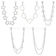WADORN 5Pcs 5 Style Iron & Alloy Decorative Bag Chains, Pants Chain, with ABS Plastic Imitation Pearl Beads, Star & Heart, Platinum, 267~297mm, 1pc/style(DIY-WR0002-31)
