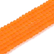 Transparent Glass Beads Strands, Faceted, Frosted, Rondelle, Dark Orange, 2.9~3.3mm, Hole: 1mm, about 148~150pcs/strand, 39.5~40cm(EGLA-A044-T2mm-MD25)