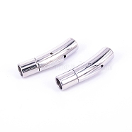 Stainless Steel Bayonet Clasps, Column, Stainless Steel Color, 30x9x7mm, Hole: 5mm(STAS-CJC0003-03P-D)