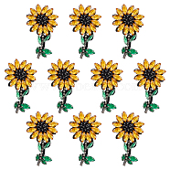 Sunflower Rhinestone Appliques, Costume Accessories, Sewing Craft Decoration, Gold, 73x43x6mm(AJEW-WH0367-60)