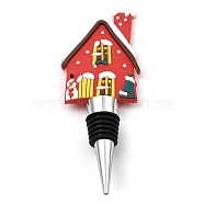 Christmas Theme Aluminium Alloy & PVC Wine Bottle Stoppers, for Winebottle, House, 132x48x20mm(FIND-Q091-01G)