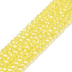 Electroplate Glass Beads Strands, Pearl Luster Plated, Faceted, Rondelle, Yellow, 2.9~3.3x2mm, Hole: 0.8mm, about 148~150pcs/strand, 39.5~40cm(EGLA-A044-T2mm-A29)