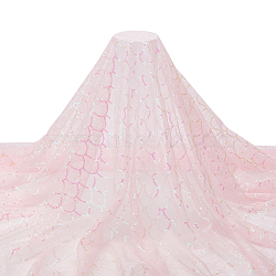 Polyester Lace Fabric, with Paillette, for DIY Clothing Accessories, Pink, 130x0.03cm(DIY-WH0409-97B)
