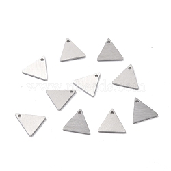 304 Stainless Steel Pendants, Double Side Drawbench, Stamping Blank Tag, Triangle, Stainless Steel Color, 10x10x1mm, Hole: 1mm(STAS-F271-08A-P)