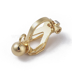 Brass Clip-on Earring Findings. with Loop, Real 18K Gold Plated, 16x6x8mm, Hole: 1.6mm(KK-WH0033-64G)