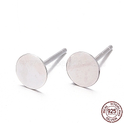 925 Sterling Silver Stud Earring Findings, Earring Posts with 925 Stamp, Silver, 11.5mm, tray: 6mm, Pin: 0.8mm(X-STER-K167-045E-S)