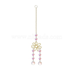 Glass Wind Chimes, Suncatcher Pendant Decorations, Flower, 350mm(WICH-PW0001-27A)