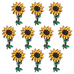 Sunflower Rhinestone Appliques, Costume Accessories, Sewing Craft Decoration, Gold, 73x43x6mm(AJEW-WH0367-60)
