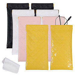 PU Imitation Leather Glasses Case, with Suede Fiber Glasses Cleaning Cloth, Mixed Color, 180x90x7mm(AJEW-CA0004-27)