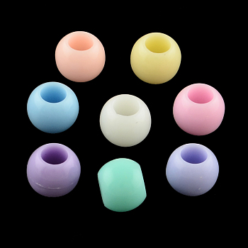 Opaque Acrylic European Beads, Large Hole Round Beads, Mixed Color, 8mm, Hole: 4mm, about 269pcs/50g