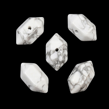 Natural Howlite Beads, Faceted, Hexagonal Double Terminated Point Bullet Beads, 17~18x9~11x9~11mm, Hole: 1.5mm
