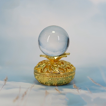 Round Mini Alloy Crystal Ball Display Bases, Crystal Sphere Display Stand, Golden, 65x46mm