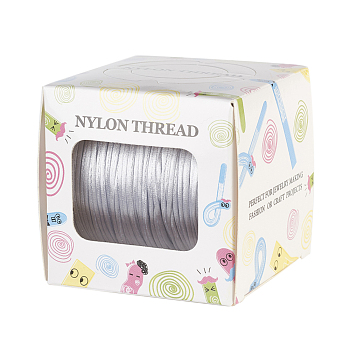 Nylon Thread, Rattail Satin Cord, Light Grey, 1.0mm, about 76.55 yards(70m)/roll