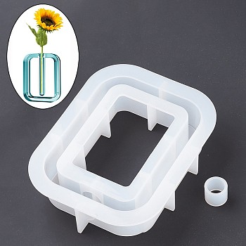 Vase Silicone Molds, for Plant Propagation Hydroponic Plants, Resin Casting Molds, Epoxy Resin Making, Rectangle, White, 168x127x39mm