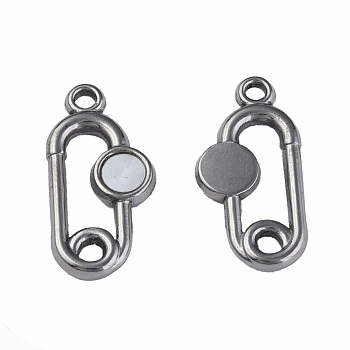 304 Stainless Steel Pendants, with White Shell, Oval, Stainless Steel Color, 20x10x2mm, Hole: 1.6mm