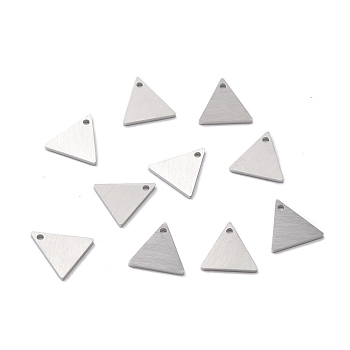 304 Stainless Steel Pendants, Double Side Drawbench, Stamping Blank Tag, Triangle, Stainless Steel Color, 10x10x1mm, Hole: 1mm
