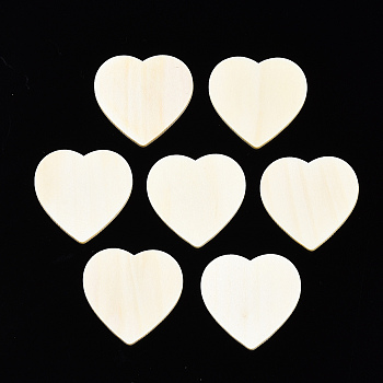 Unfinished Wood Heart Cutout Shape, for DIY Painting Ornament Christmas Home Decor Pendants, Antique White, 30x30x2mm