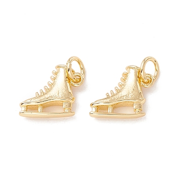 Brass Pendants, with Jump Rings, Cadmium Free & Lead Free, Long-Lasting Plated, Ice Skates, Real 18K Gold Plated, 10x10x3.5mm, Hole: 3mm