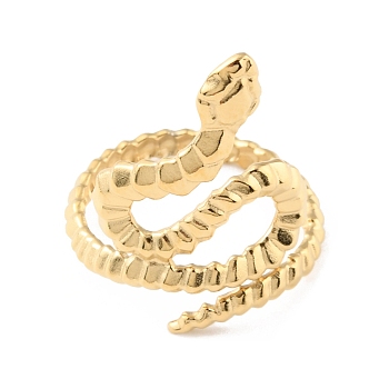 304 Stainless Steel Snake Cuff Rings, Real 14K Gold Plated, US Size 7 1/4(17.5mm)