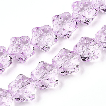 Transparency Glass Beads Strands, Star, Plum, 14~14.5x15x9~9.5mm, Hole: 1mm, about 45pcs/strand, 24.80~26.1''(63~65.25cm)