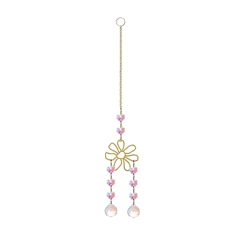 Glass Wind Chimes, Suncatcher Pendant Decorations, Flower, 350mm