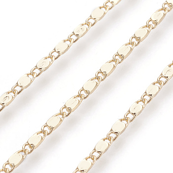 Brass Mariner Link Chains, Long-Lasting Plated, Soldered, Light Gold, 6.5x2.5x0.7mm
