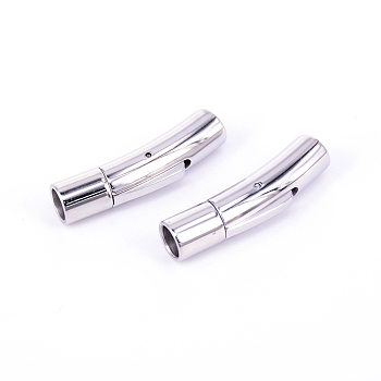 Stainless Steel Bayonet Clasps, Column, Stainless Steel Color, 30x9x7mm, Hole: 5mm