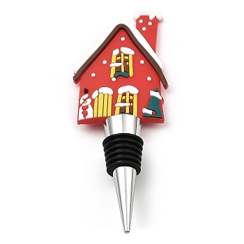 Christmas Theme Aluminium Alloy & PVC Wine Bottle Stoppers, for Winebottle, House, 132x48x20mm