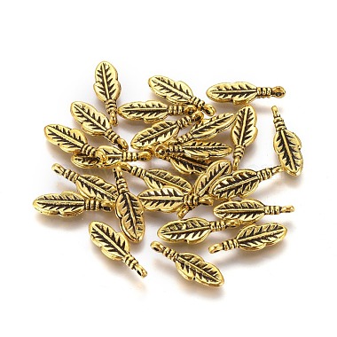 Antique Golden Feather Alloy Pendants