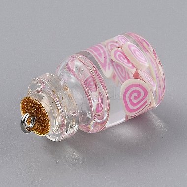 Прозрачная стеклянная бутылка желаний кулон украшения(EGLA-B002-02B)-3