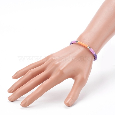 Handmade Polymer Clay Heishi Beaded Stretch Bracelets(BJEW-JB06146-03)-4