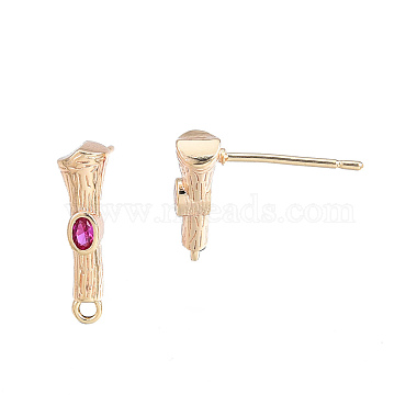 Brass Micro Pave Cubic Zirconia Stud Earring Findings(KK-T062-247G-03)-3