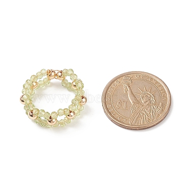 Bague en forme de cercle perlé tressée en laiton et pierres précieuses pour femme(RJEW-JR00542)-5