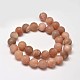Frosted Natural Sunstone Round Beads Strands(G-F266-12-8mm)-2