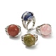 Adjustable Natural & Synthetic Gemstone Finger Rings(RJEW-F075-01)-3