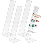 4Pcs Clear Acrylic Slant Back Hairpin Display Stands, L Shaped Hair Clip Holders, Rectangle, Clear, 3.9x5x19cm(ODIS-SP0001-05)