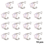 15Pcs Alloy Pendants, Moon & Star, with Glass, PeachPuff, 16x15.7mm(FIND-YW0017-90A)