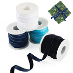 40 Yards 4 Colors Single Face Velvet Ribbon, 4Pcs Plastic Empty Spools, Mixed Color, 3/8 inch(9.5~10mm), about 10 yards/color(SRIB-TA0001-35A)