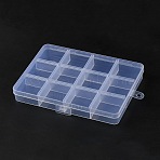 Rectangle Polypropylene(PP) Bead Storage Container, with Hinged Lid and 12 Compartments, for Jewelry Small Accessories, Rectangle, Clear, 13.55x9.8x1.75cm(CON-F020-01)
