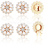 6Pcs Flower Alloy Plastic Cufflinks, with Glass Cufflinks, Shawls and Capes Buckles, for Garment Accessories, Golden, 27x11mm, Hole: 9x5mm(FIND-CY0001-65B)
