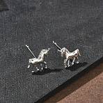 Brass Stud Earrings, Horse, Real Platinum Plated, 8.5x9mm(EJEW-F403-07P)
